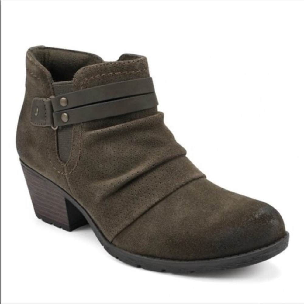 Earth Origins Odel Women’s Zip-up Suede Ankle Boots Olive Green Size 6